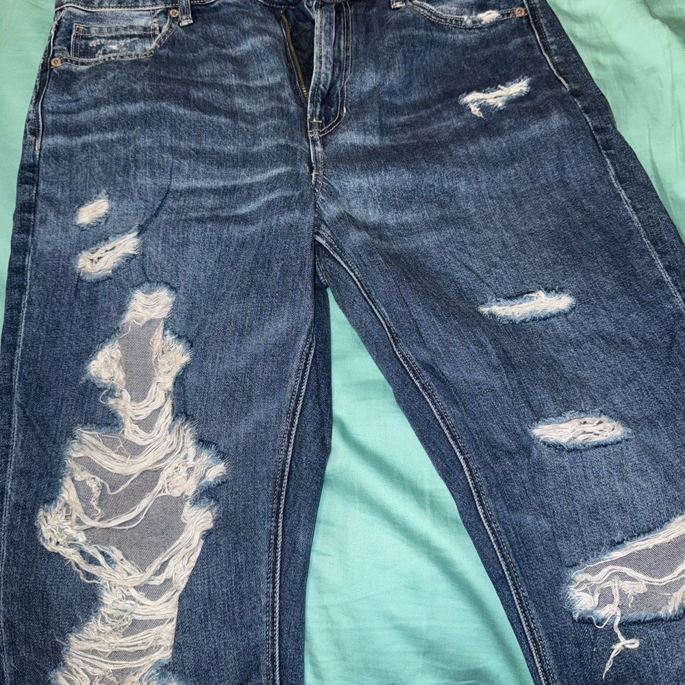 American Eagle Outfitters Ripped Blue Boyfriend Jeans